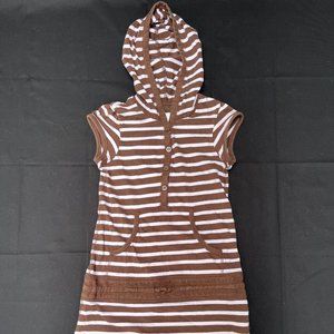 L.O.G.G - Brown and White Strips Pullover Dress